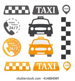 Taxi sign in a flat style. Icons set