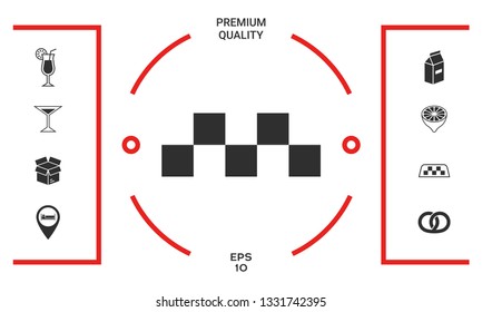 Taxi sign icon - Chequered pattern. Graphic elements for your design