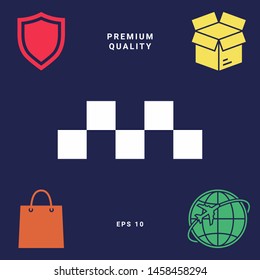 Taxi sign icon - Chequered pattern. Graphic elements for your design