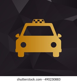 Taxi sign illustration. Golden style on background with polygons.