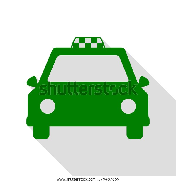 Taxi sign illustration. Green icon with flat style\
shadow path.