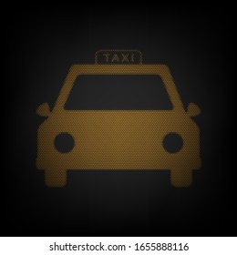 Taxi sign illustration. Icon as grid of small orange light bulb in darkness. Illustration.