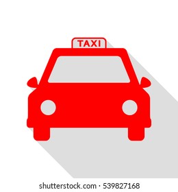 Taxi sign illustration. Red icon with flat style shadow path.