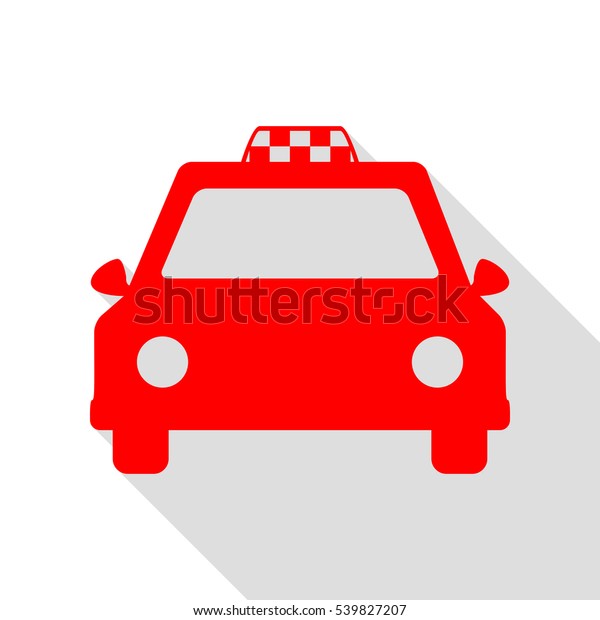 Taxi sign illustration. Red icon with flat style\
shadow path.