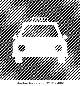 Taxi sign illustration. Vector. Icon. Hole in moire background.