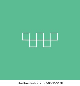 Taxi Sign Line Icon On Green Background