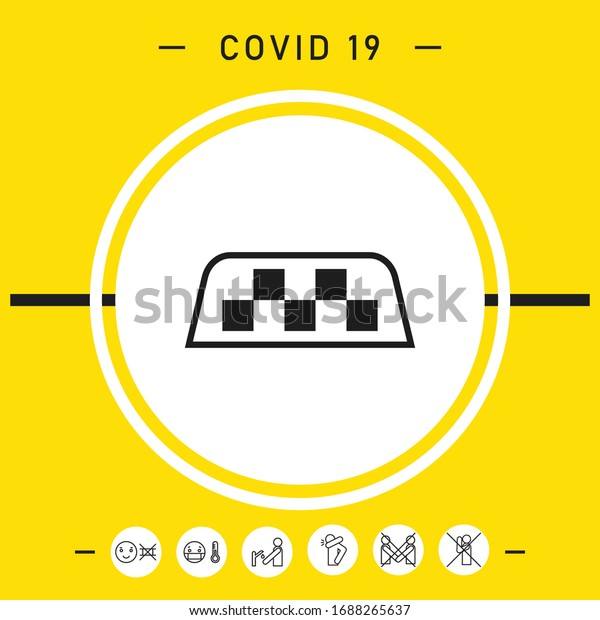 Taxi sign on taxi roof. Chequered pattern as a\
distinctive sign on a\
taxi