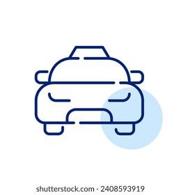 Taxi with sign on top. Car front view. Pixel perfect, editable stroke