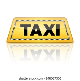 Taxi sign with reflection, vector eps10 illustration