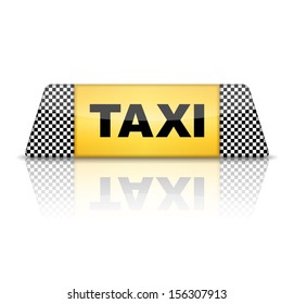 Taxi sign with reflection, vector eps10 illustration