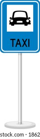 Taxi sign with stand isolated on transparent background illustration