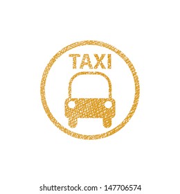 Taxi Sign vector icon with hand drawn lines texture.