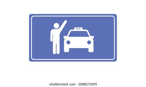 Taxi Sign. Vector isolated editable blue taxi sign or icon illustration