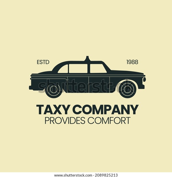 Taxi silhouette label for company logo needs\
on beige background