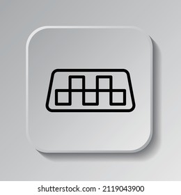 Taxi einfache Symbol Vektor. Flaches Design. Schwarzes Symbol auf der quadratischen Schaltfläche mit Schatten. Grauer Hintergrund.ai