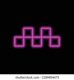 Taxi simple icon vector. Flat design. Purple neon on black background.ai