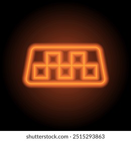 Taxi simple icono Vector. Diseño plano. Neón naranja sobre fondo negro.ai