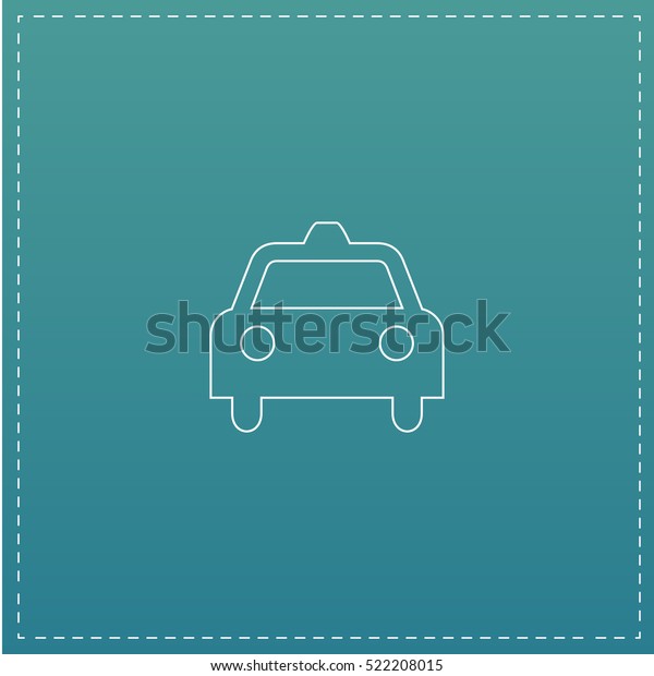 Taxi Simple line vector\
button. Thin line illustration icon. White outline symbol on blue\
background