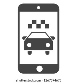 Taxi smartphone application vector illustration on a white background. An isolated flat icon illustration of taxi smartphone application with nobody.