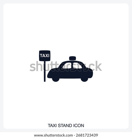 Taxi Stand Icon solid vector icon with a bold, minimal design. Suitable for presentations, websites, apps, infographics, and various digital or print projects.