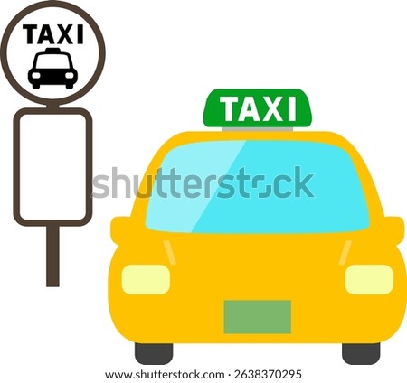 Taxi stand sign and taxi