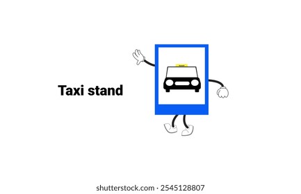 Taxi stand sign graphic vector illustration with cartoon characters. Graphic design is suitable for children's education, story books, or traffic safety materials. vector illustration