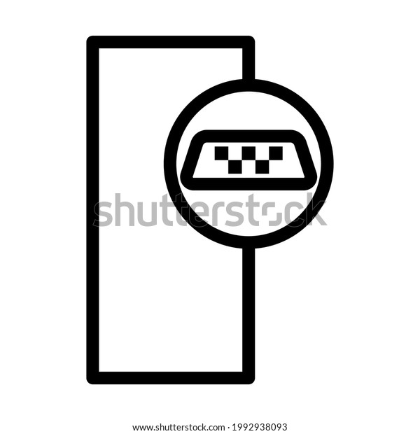 Taxi Station Icon. Bold outline\
design with editable stroke width. Vector\
Illustration.