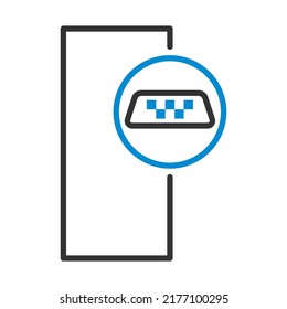 Taxi-Station-Symbol Bearbeitbare, fette Rahmenlinie mit Farbfülldesign. Vektorgrafik.