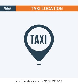 Taxi stop here, location marker on white background