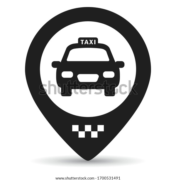 Taxi stop\
here, location marker on white\
background