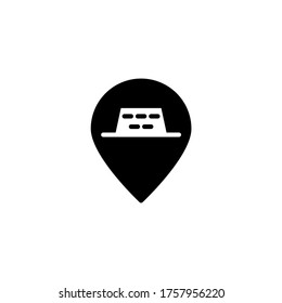 Icono del vector del signo de parada del taxi en glifo plano negro, estilo relleno aislado en fondo blanco