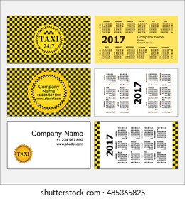 Taxi. Stylish set of business card templates and calendars