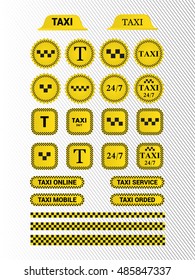 Taxi stylish set of stickers, logos and icons