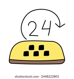 Símbolo de taxi en estilo garabato. Ilustración vectorial, aislado sobre fondo blanco