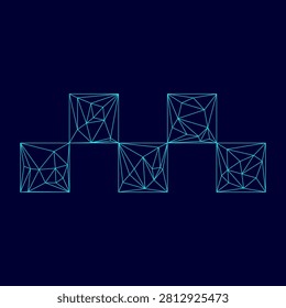 Taxi symbol low poly triangulation triangulated polygonal electric cyan blue vibrant aqua neon color vector illustration image outline contour line style