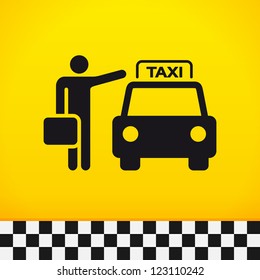 Taxi Theme with Passenger - Passenger waiting for taxi with suitcase in hand