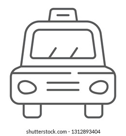 Taxi thin line icon, transport and car, cab sign, vector graphics, a linear pattern on a white background, eps 10.