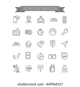 Taxi thin line icons set
