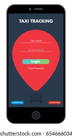 Taxi Tracking mobile app login screen design vector