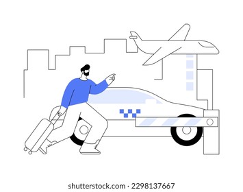 Taxi transfer abstract concept vector illustration. Airport private transfer, freight taxi service, hotel transportation, safe fast journey, professional driver, business class abstract metaphor.