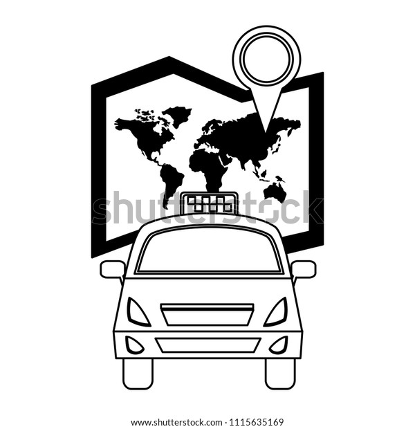 taxi transport\
travel world map and\
location