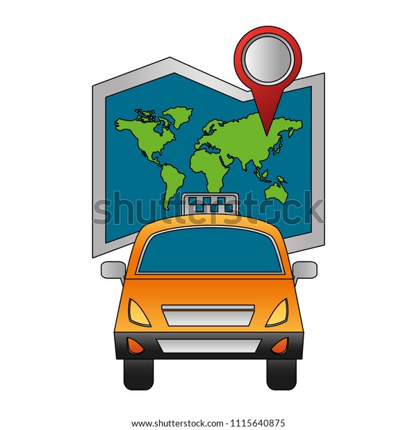 taxi transport\
travel world map and\
location