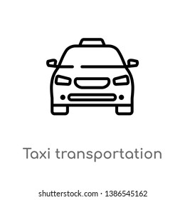 taxi transportation car from frontal view vector line icon. Simple element illustration. taxi transportation car from frontal view outline icon from frontal view vector icon. isolated black simple lin