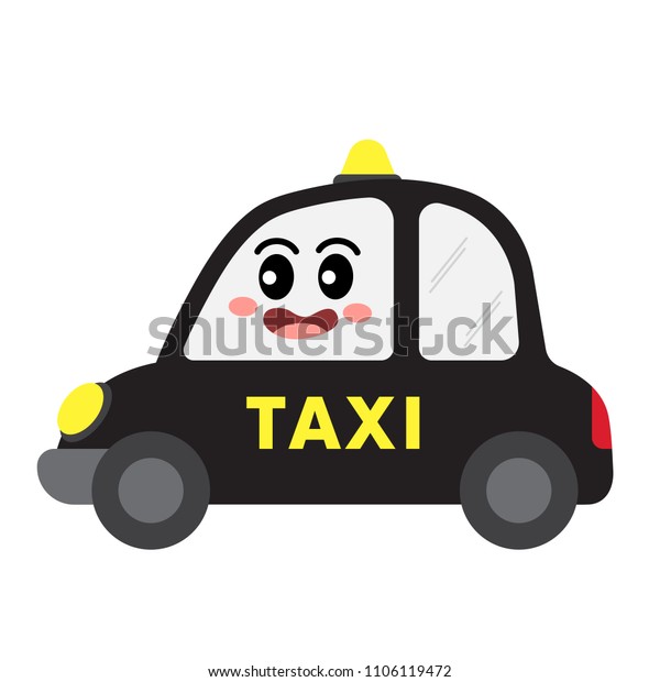 Taxi transportation\
cartoon character side view isolated on white background vector\
illustration.