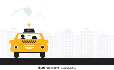 Taxi travel around town concept