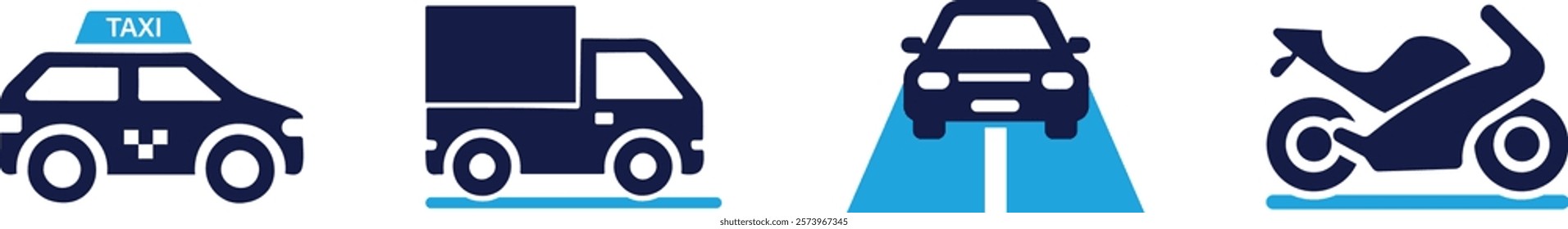 Taxi Truck Car Bike icon set You can easily change the color