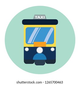 Taxi TUK-TUK Thailand icon vector illustrator color design isolated on blue background.