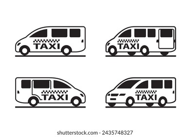 Taxi van in different view - vector illustration