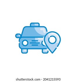 Taxi vector blue colours icon style illustration. Eps 10 file