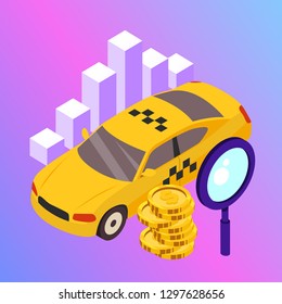 Taxi vector car illustration. Transport icon, symbol of transportation. Vehicle traffic banner design. Speed delivery.